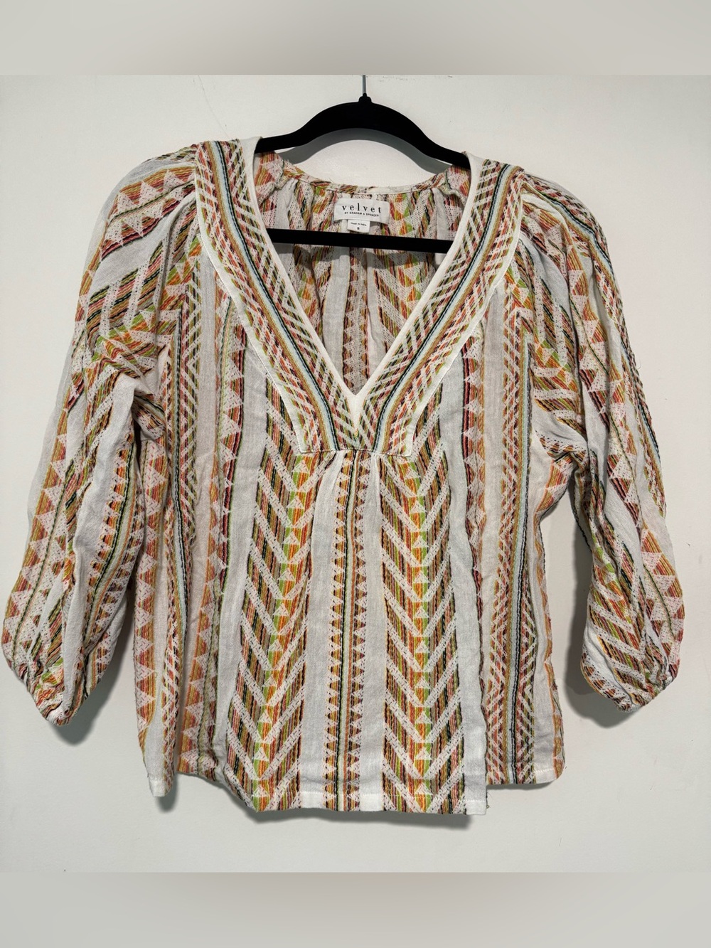 Velvet by Graham & Spencer Lillian Top Multicolor V-Neck Tunic Size S